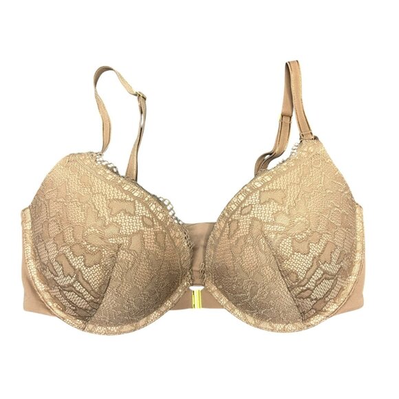 Soma Bra Embraceable Enchanting Lace Front Close Push Up Bra 34DD Beige - Picture 1 of 4